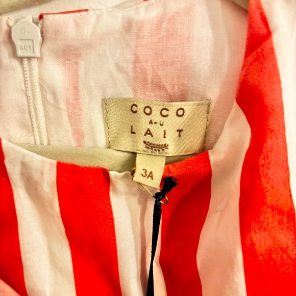 Coco Au Lait Striped Cotton Dress in Coral NWT 3T - Picture 3 of 5